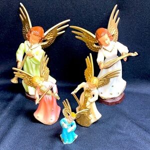 Vintage Christmas Angels figurines mcm Christmas decor 50s home decor prop